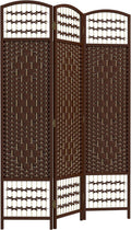 HOMCOM 3 Panel Room Divider, Folding Privacy Screen, 5.6' Room Separator, Wave Fiber Freestanding Partition Wall Divider, Brown