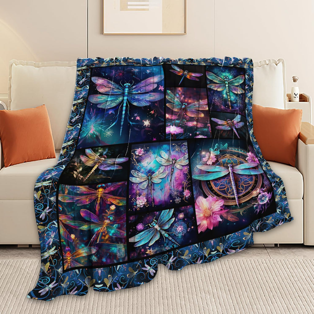 Dragonfly Blanket Dragonfly Throw Blanket Gifts for Women Men Boys Girls Kids Adults Super Soft Cozy Plush Fluffy Fuzzy Fleece Blanket Home Decor 60''X80''