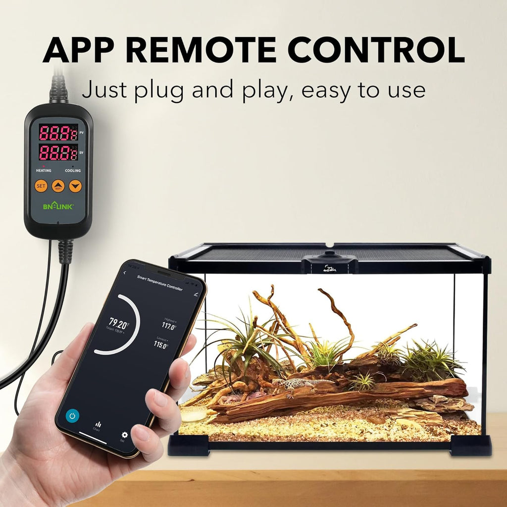 BN-LINK Smart WiFi Digital Temperature Controller Heating Cooling, Works with Alexa and Google Home. For Reptiles Aquarium Carboy Homebrew Breeding Fermenter Seed Germination °C/°F -40-176°F 15A/1875W