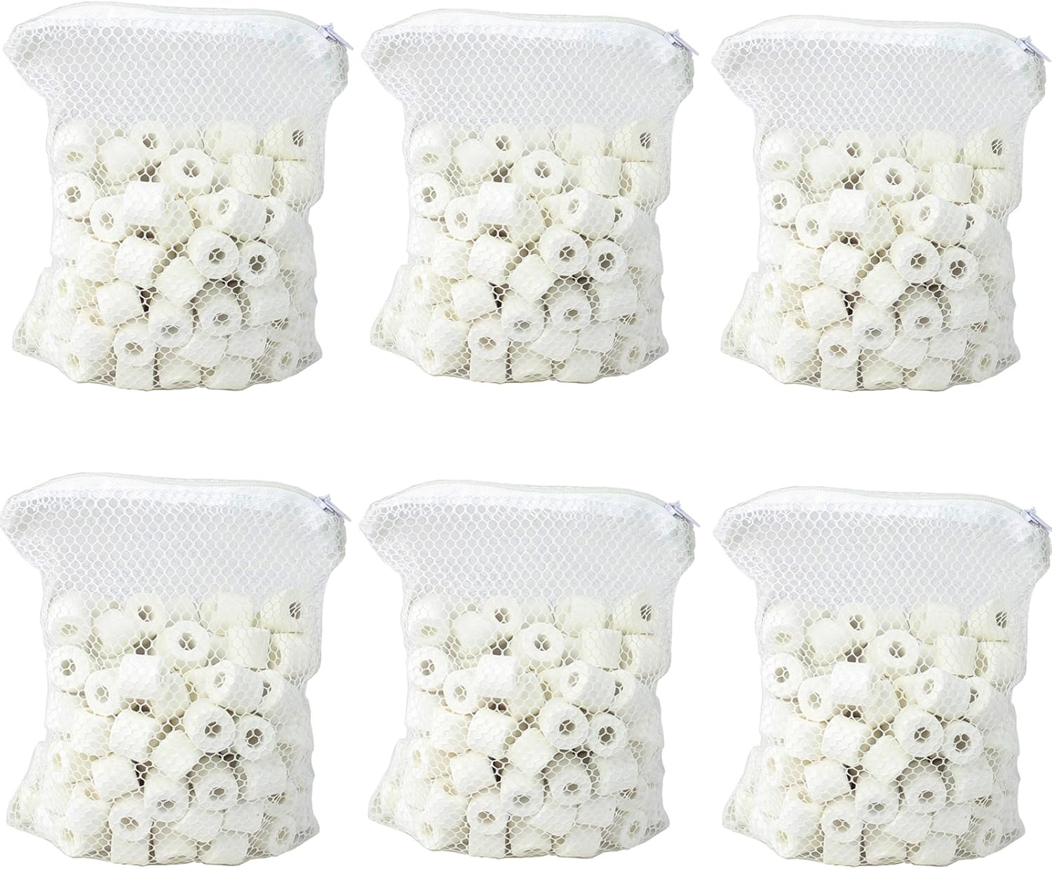 AQUANEAT Bio Ceramic Rings 6 lbs Aquarium Sump Filter Media Fish Tank Koi Pond Canister Filter Media in 6 Free Mesh Bags