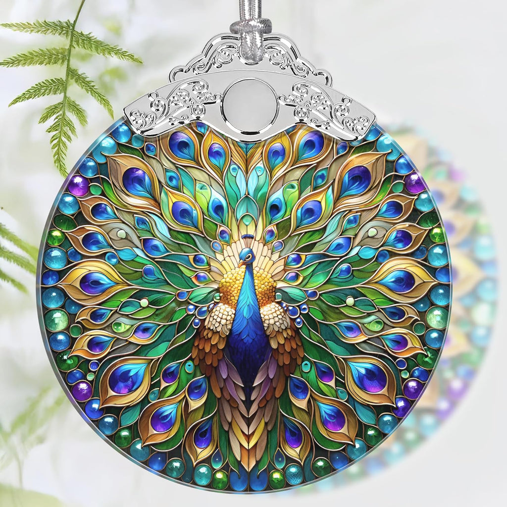 Christmas Ornament, 2025 Ornaments for Christmas Tree, Stained Glass Hanging Ornament, Holiday Ornaments, Unique Gift Idea - Peacock