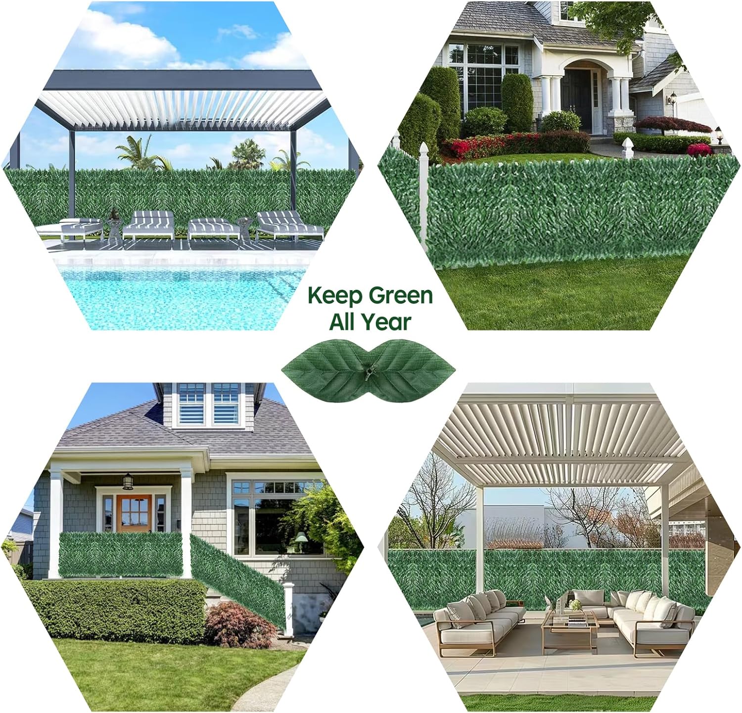 Artificial Ivy Privacy Fence Screen,39.4" X 99" UV-Anti Fake Leaves Plant Vine,Privacy Hedges Wall for Indoor Outdoor Garden Backyard Decor,Color Green Pineapple Leaves
