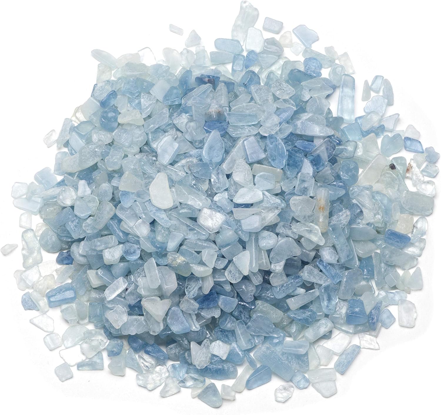 Cherry Tree Collection 1/2 Pound Polished Tumbled Gemstone Chips, Pebbles, Crystal Chips Bulk for Jewelry Making, Healing, Plants, Succulents, Aquariums, Decoration, Chakra (Aquamarine)