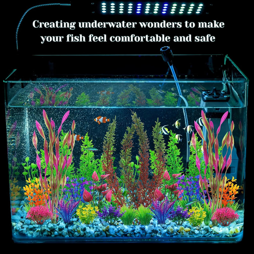25pcs Colorful Aquarium Artificial Plastic Plants Decoration, Grass Aquarium Decor Set, Fish Tank Decorations Hides Accessories