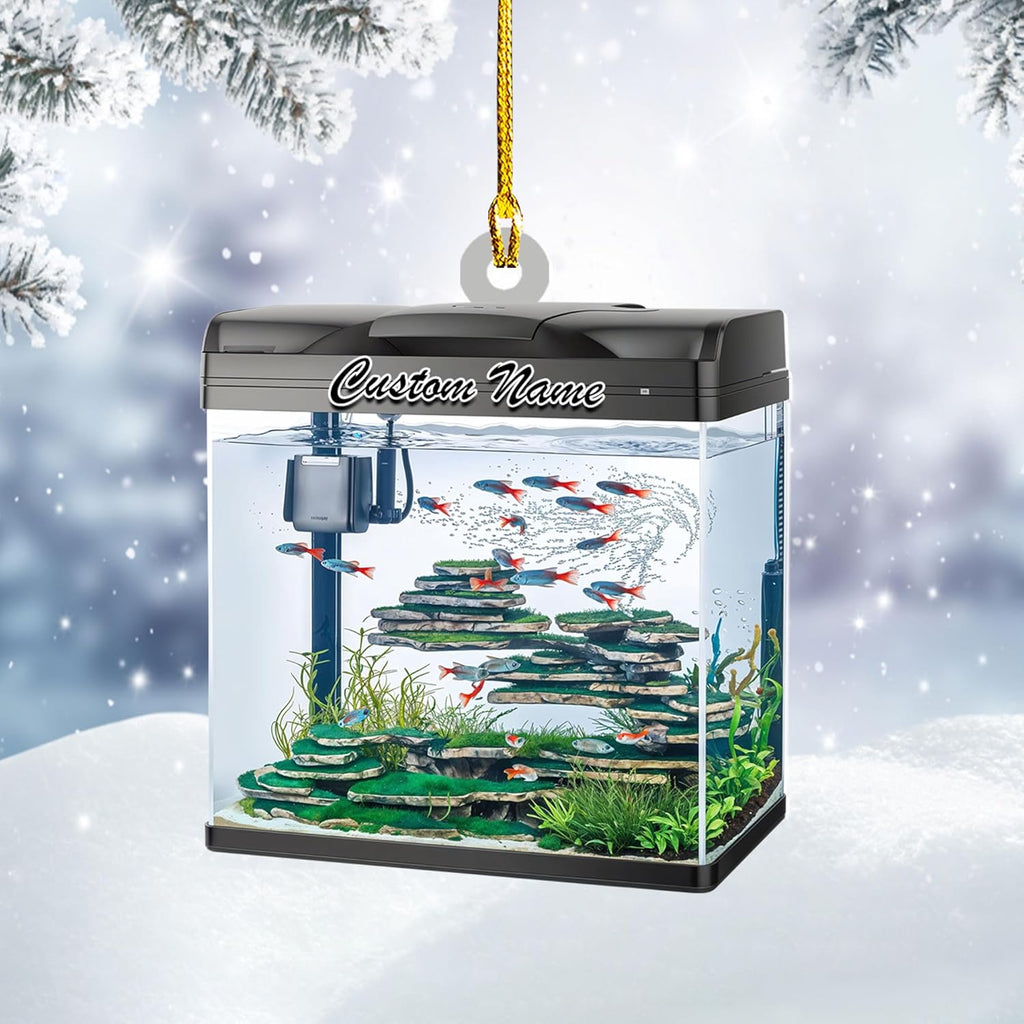 Personalized Aquarium Christmas Ornament, Fish Christmas Ornament, Gift for Fish Lover, Custom Aquarium Christmas Tree Keepsake, Kids First Gift Ideas, Pet Kids Ornament (AFT9)