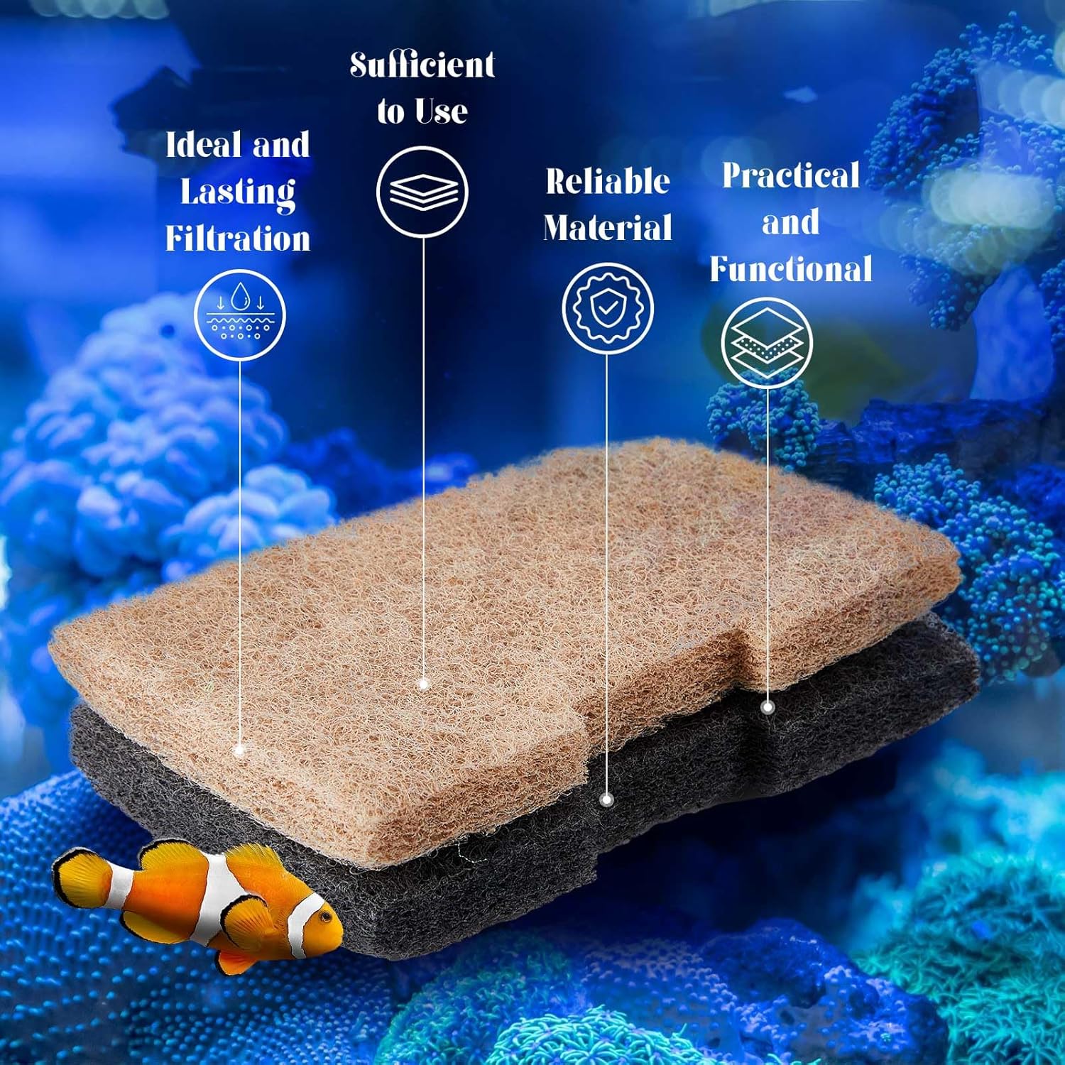 56 Pcs Aquarium Filter Media Compatible with Fluval 306/307/406/407, 36 Ammonia Phosphate & Nitrite Remover Pads, 6 Activated Carbon, 12 Quick-Clear Polishing Pads, 2 Silicone Lubricant