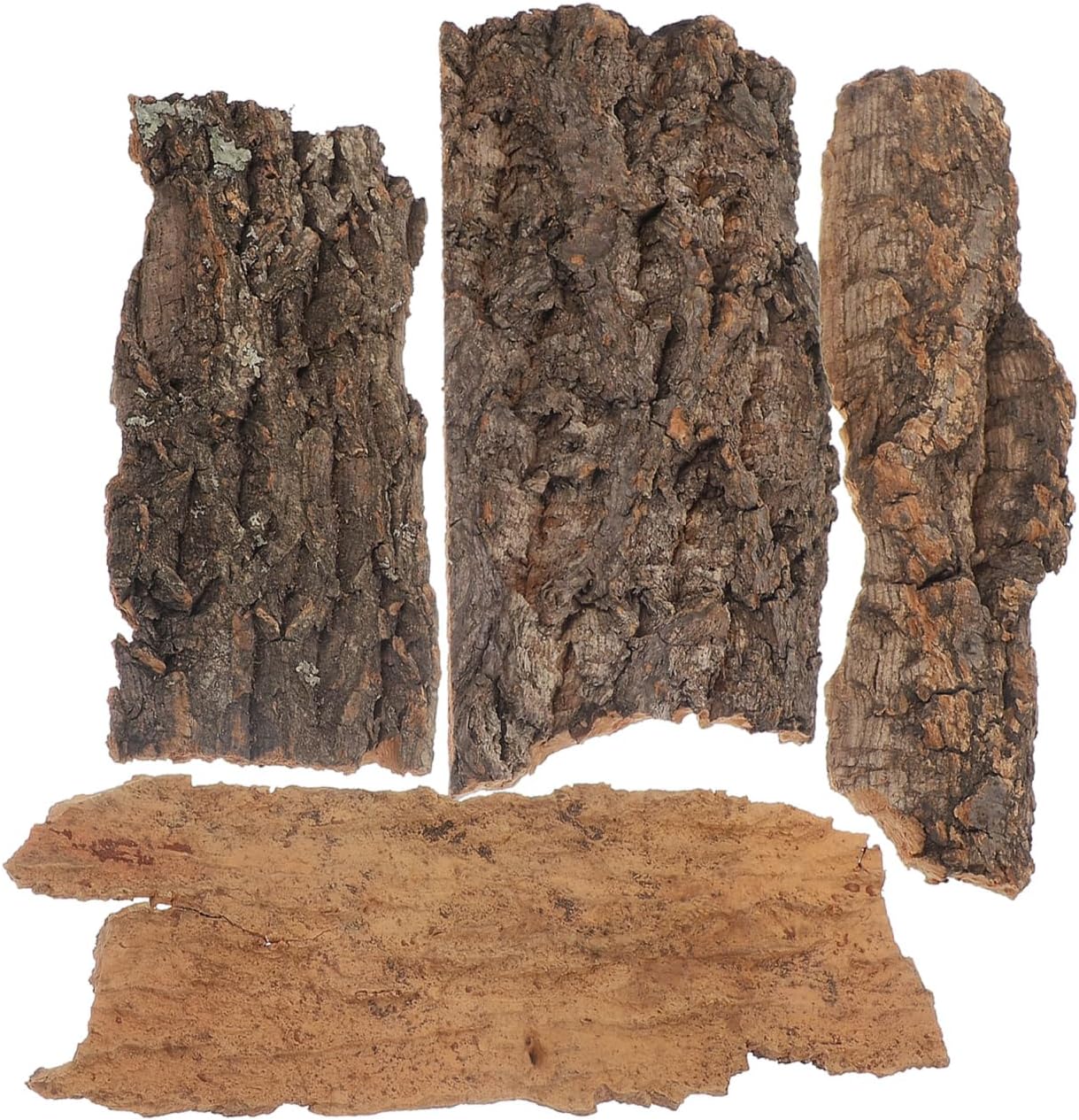 VICASKY Cork Bark Reptile Climbing Paper 4 Pcs Terrarium Background Natural Backdrop Mat Habitat Decor for Spider Lizard Chamelon Turtle Beared Dragon Bearded Tank Flats Decorations Sticks Carpet