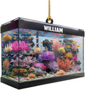 Personalized Aquarium Christmas Ornament - Custom 2D Flat Acrylic Marine Reef Decoration with Name, Stunning Ocean Life Design Gift for Saltwater Enthusiasts