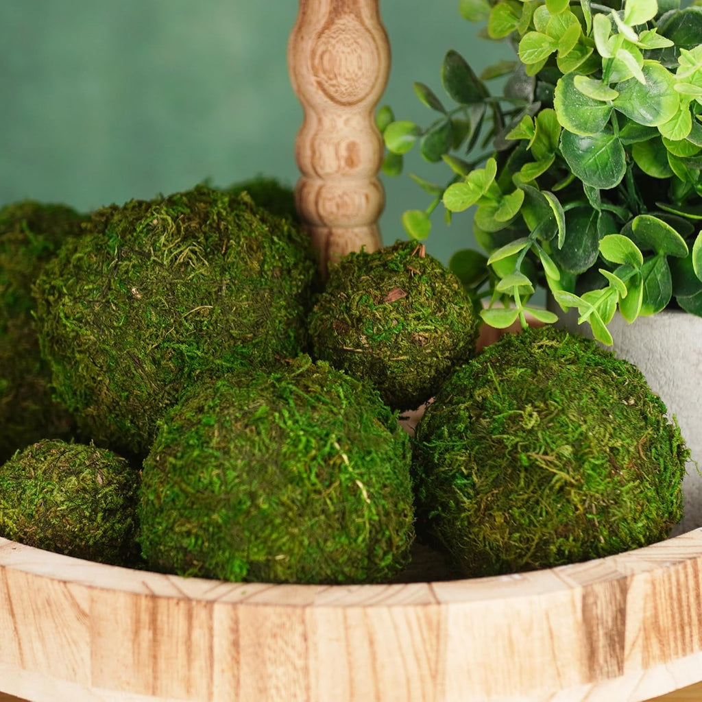BYHER Decorative Moss Balls Set - Fake Moss Balls for Bowl Fillers, Centerpiece Decor, Home Decor, Vase Filler, Wedding Decor, Table Arrangement, Coffee Accents, DIY Crafts (Small - 2"-Set of 12)