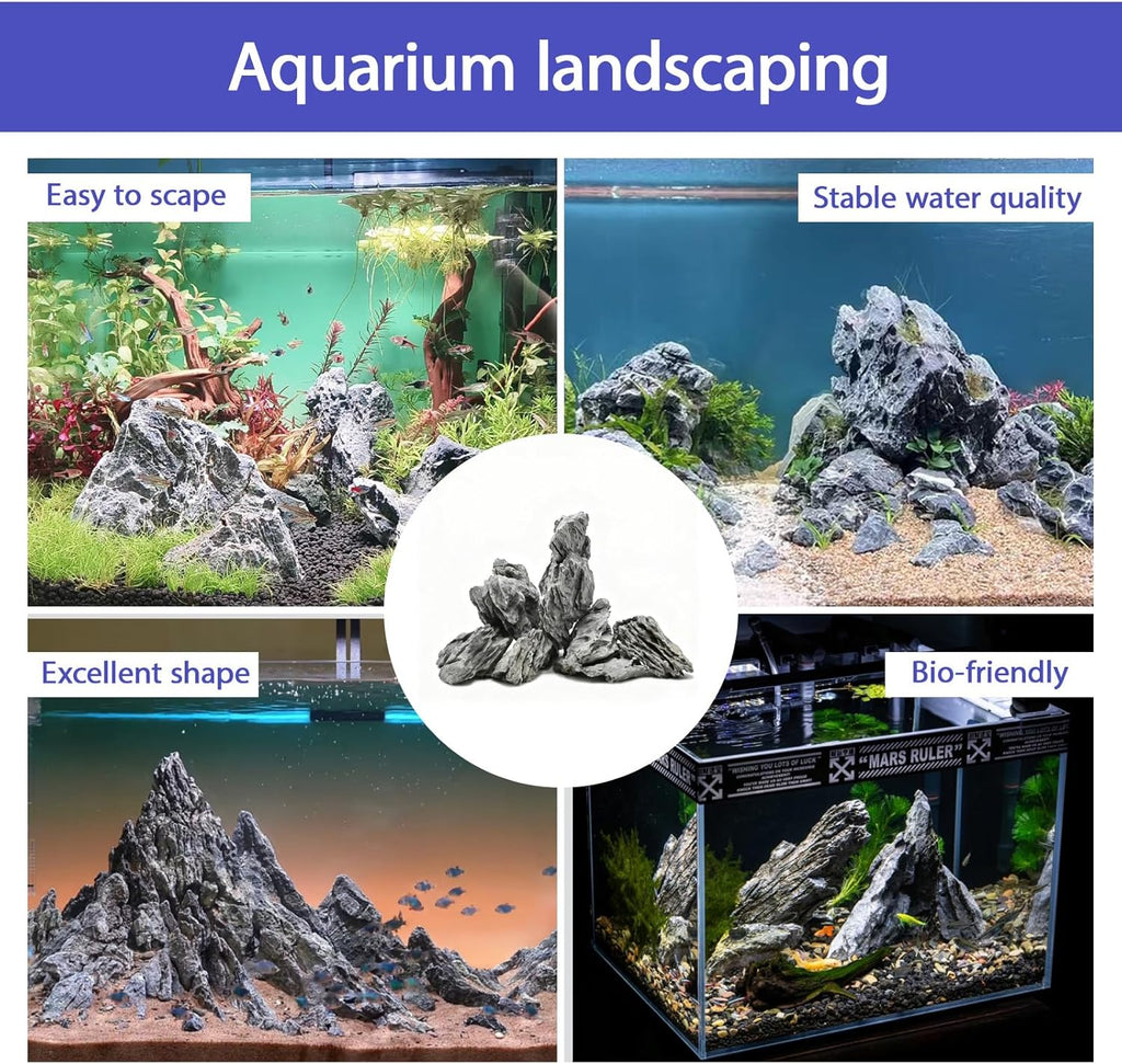 Natural Seiryu Stones Dragon Rocks 10lb Natural Aquascaping Stones for Aquarium Landscaping Fish Tank Decoration and Reptile Terrarium Décor-2-7 Inches