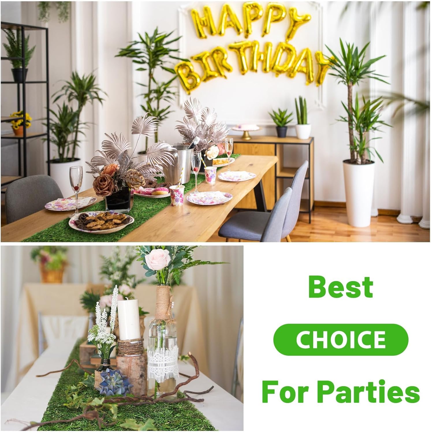 138'' x 12'' Dried Moss Table Runner Moss Sheet Roll for Crafts Preserved Green Moss Mat for Wedding Party Table Woodland Garden Fairy Decor