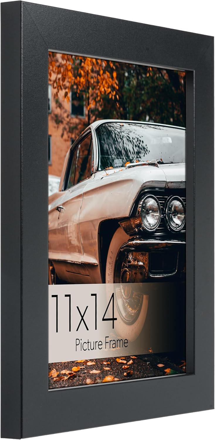 wallsthatspeak Elements 11x14 Picture Frame, Wall Hanging Black Frame Displays Vertically or Horizontally with Attached Hardware, Includes High Clarity Glass