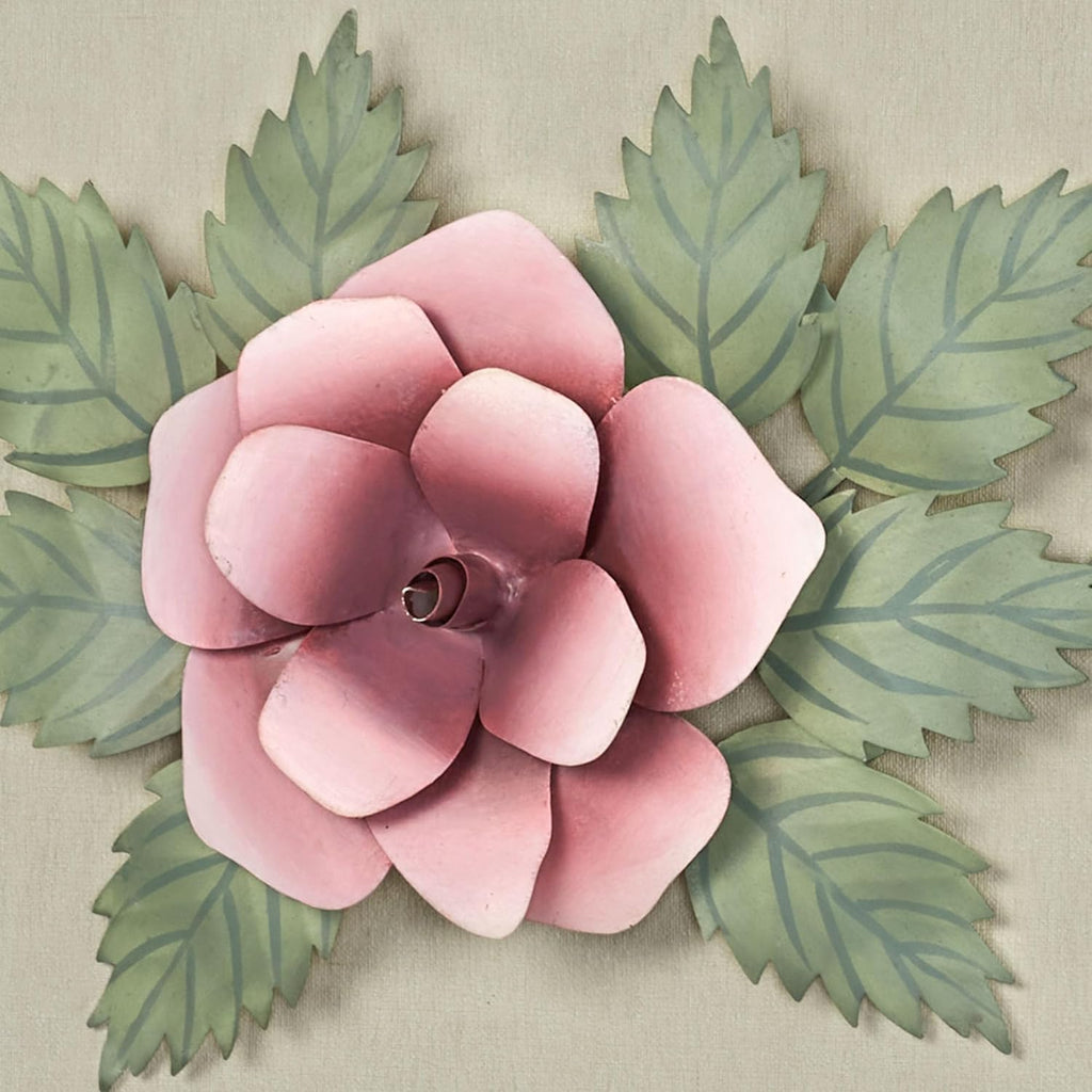 Touch of Class Rose Swag Pink Floral Wall Topper | Handcrafted Handpainted Metal Wall Art | Roses Floral Leaves | Indoor or Covered Outdoors Porch or Patio | Doorways Entryway Hallway
