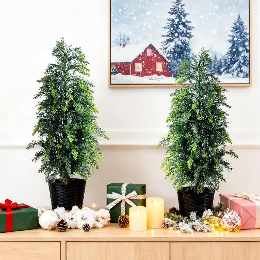 2PCS 3ft Artificial Norfolk Pine Tree Artificial Christmas Tree Premium Pine Xmas Tree Branch Tip Easy Setup, Artificial Pencil Realistic Pine Needles Realistic Holiday Party Decor