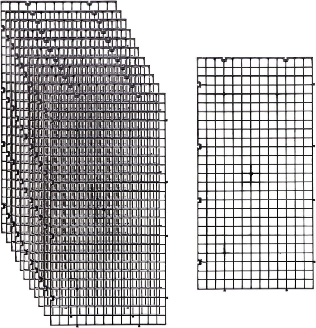 ALEGI 12 Pcs Aquarium Fish Tank Divider Plastic Egg Crate Aquarium Filter Bottom Tray Grid Isolation Board Partition Net Pane Separator (S 12pcs Black)