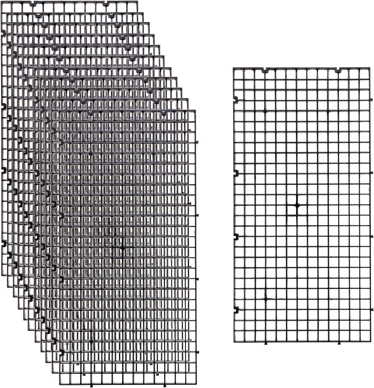 ALEGI 12 Pcs Aquarium Fish Tank Divider Plastic Egg Crate Aquarium Filter Bottom Tray Grid Isolation Board Partition Net Pane Separator (S 12pcs Black)