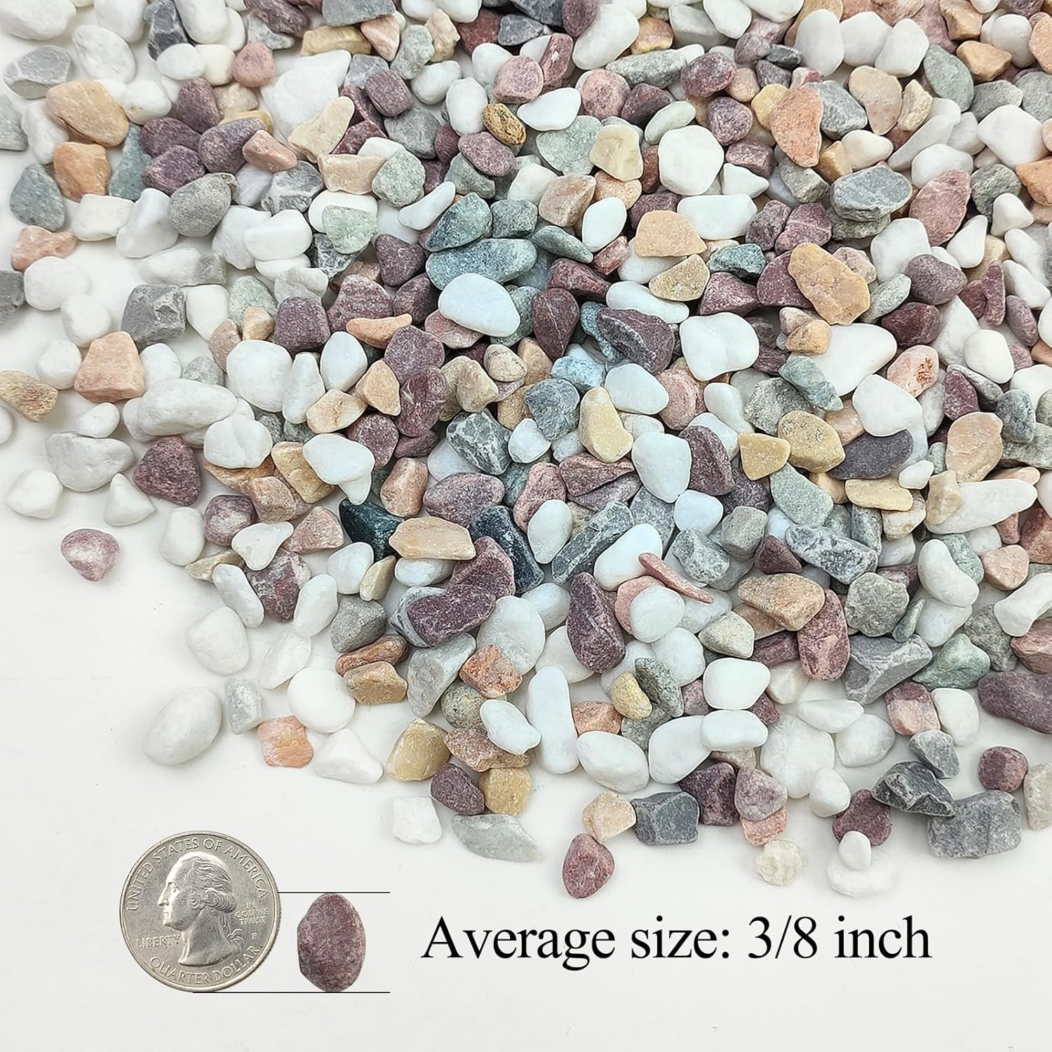 20lbs Mixed Color Pebbles for Landscaping, 3/8inch Small Rocks for Garden Succulent Cactus Planters, Natural Polished Pebbles, River Rocks for Plants, Vases