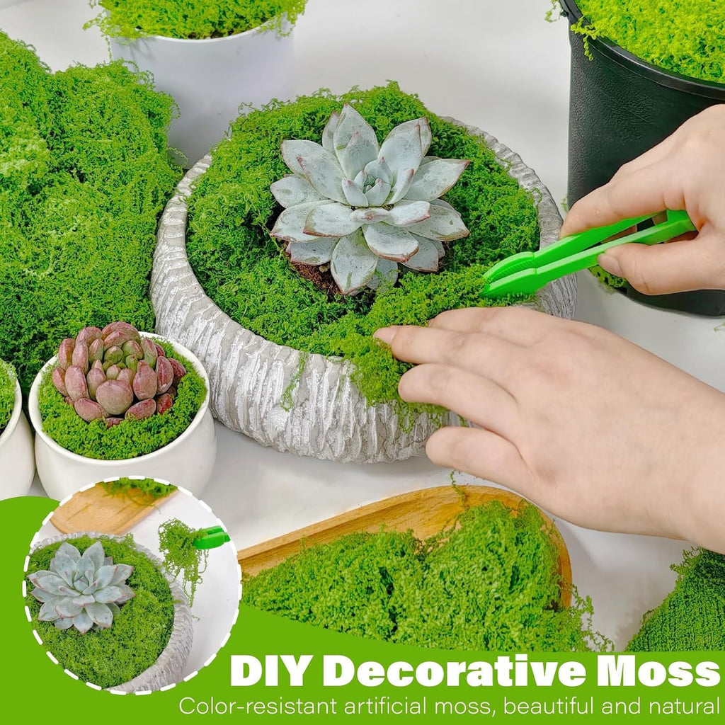 Artificial Faux Moss, 3.52 oz Fake Moss for Crafts Preserved, Artificial Moss for Crafts, Artificial Moss for DIY Scenery, Fake Moss Decor Decorative Table, Fairy Garden, Floral Wedding