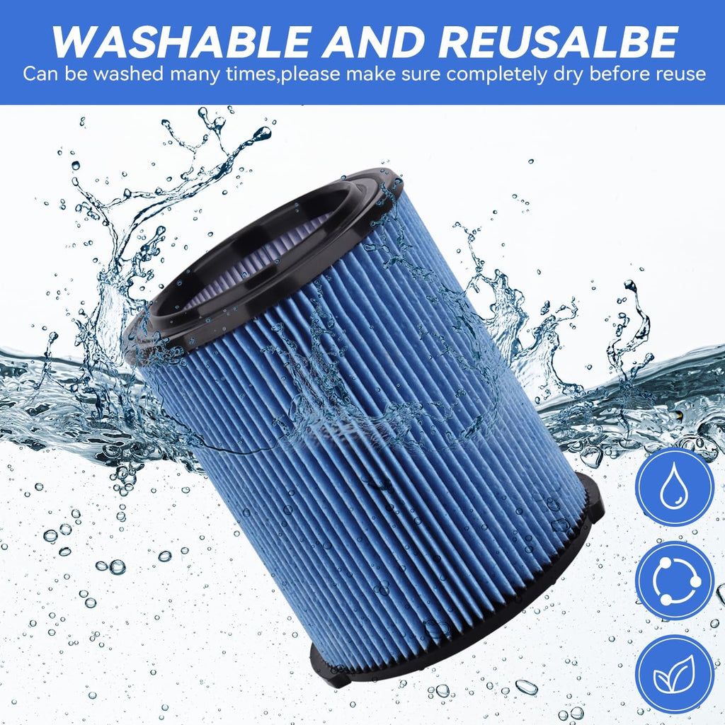 38751 Replacement Vacuum Filter Compatible with Craftsman CMXZVBE38751 Wet/Dry Vac Filter for 5 to 20 Gallon shop vacuums,Fine Dust Filter(9-38751)