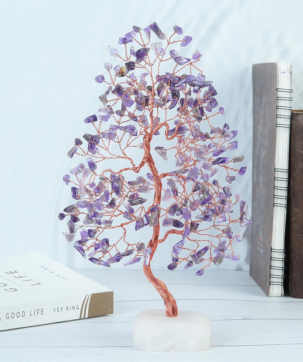 Amethyst Crystal Tree Gemstone Tree of Life Quartz Base Chakra Bonsai Tree for Room, Desk & Office Decor Spiritual Gift Meditation Birthday Gift for Women Mom her Sister Housewarming Gifts Home