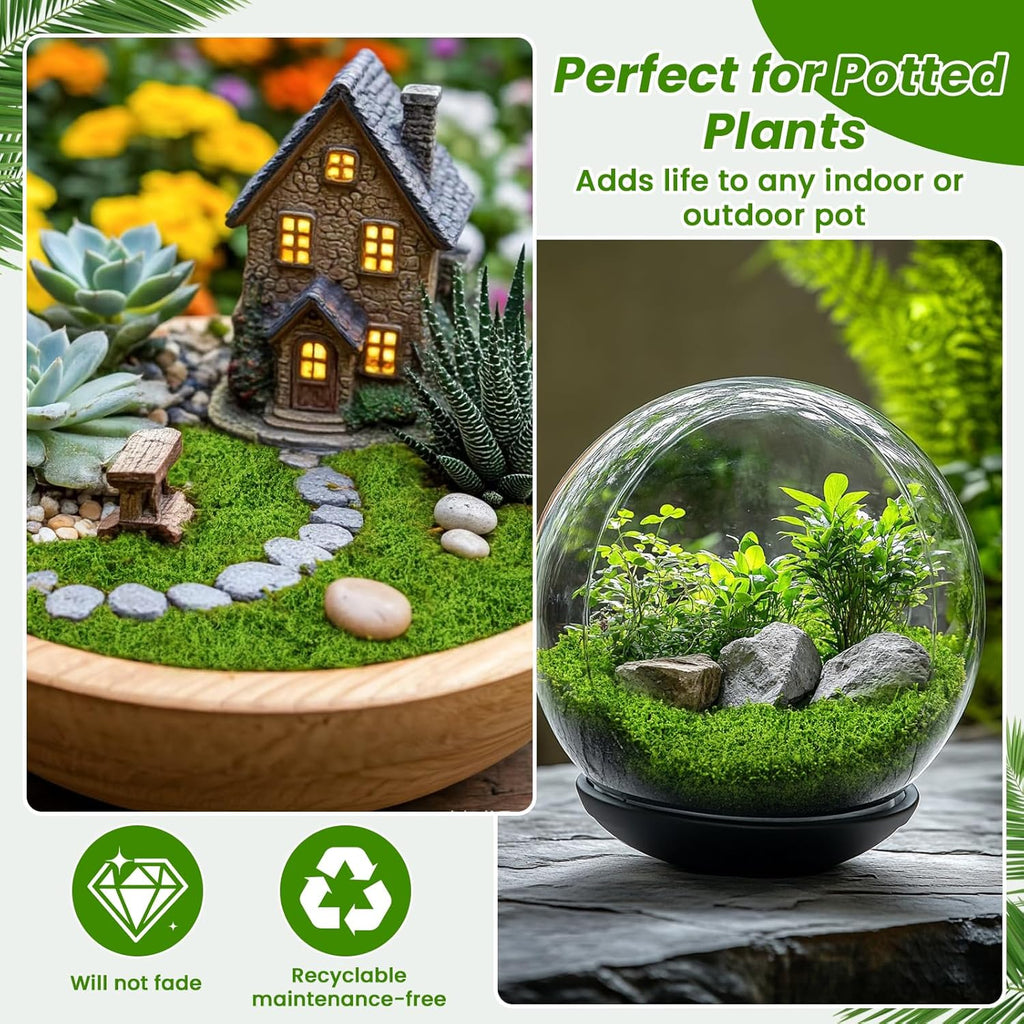 Artificial Moss 5.3oz – Fake Green Moss for Crafts, Potted Plants, Fairy Garden Decor, DIY Table Centerpieces, Wedding Party Decoration