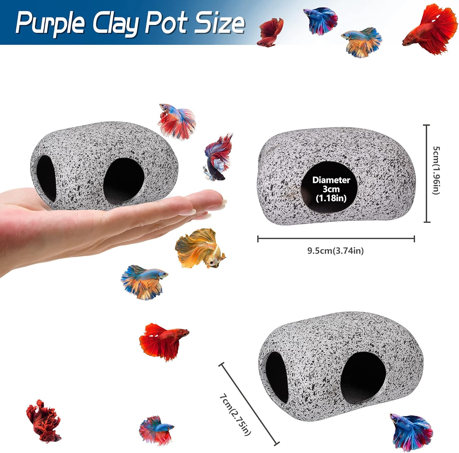 Aquarium Decorations Cave Fish Tank Accessories Rock Decor for Shrimp Cichlid Hiding Breeding Small Fish Bowl Hide Decoration Betta Toys Hideout Stones House（Small）