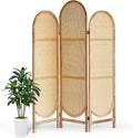 Room Divider 3 Panels, Hand-Woven Rattan Room Divider Wall, Foldable Wood Divider Screen, Creative Divider Wall, Folding Privacy Screens, Unique Design Privacy Divider Panel (Natural)