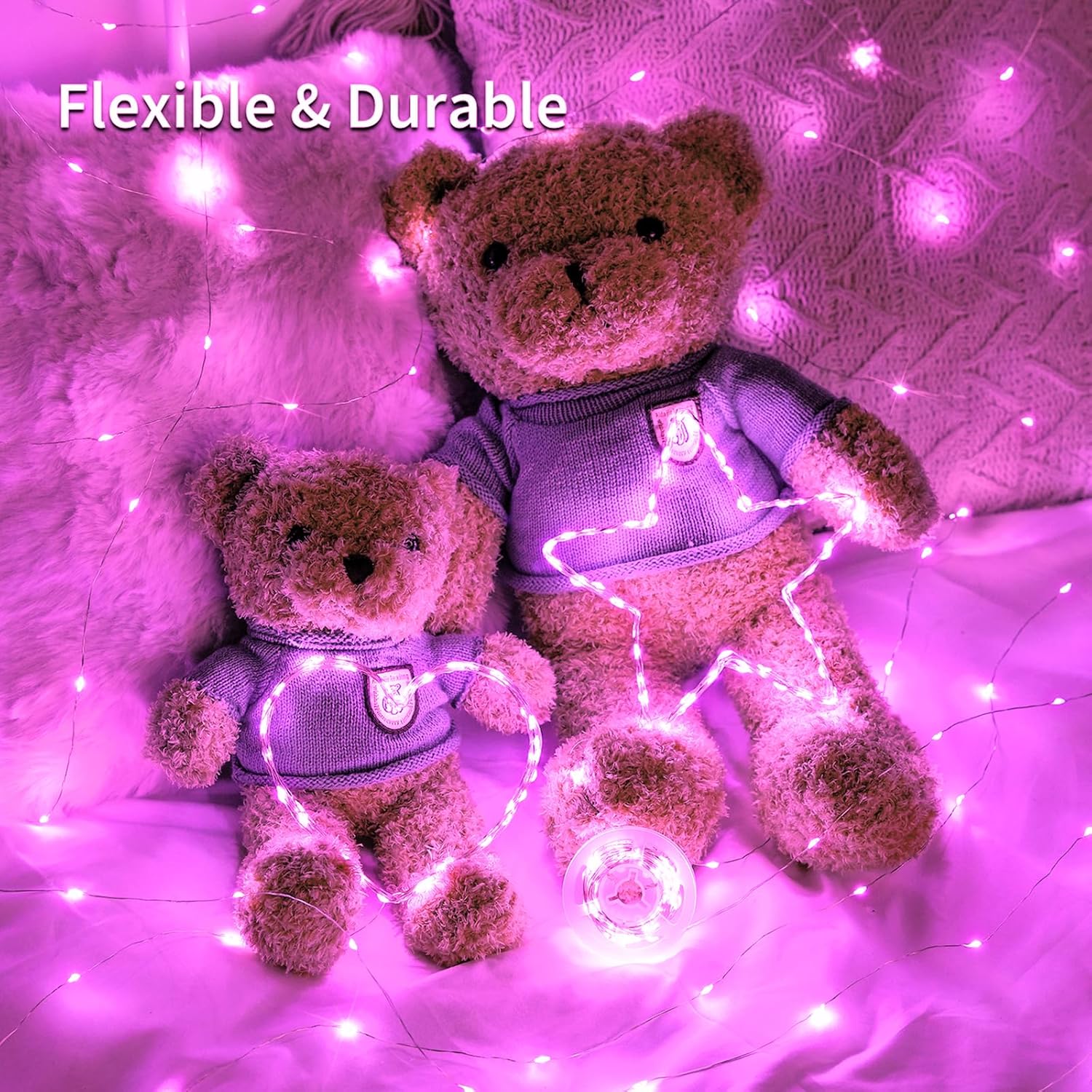 JMEXSUSS 2 Pack Pink Fairy Lights Battery Operated, Total 400 LED 132ft Christmas Twinkle String Lights with Remote, 8 Modes Pink Lights for Christmas Valentine's Day Indoor Bedroom Birthday Decor