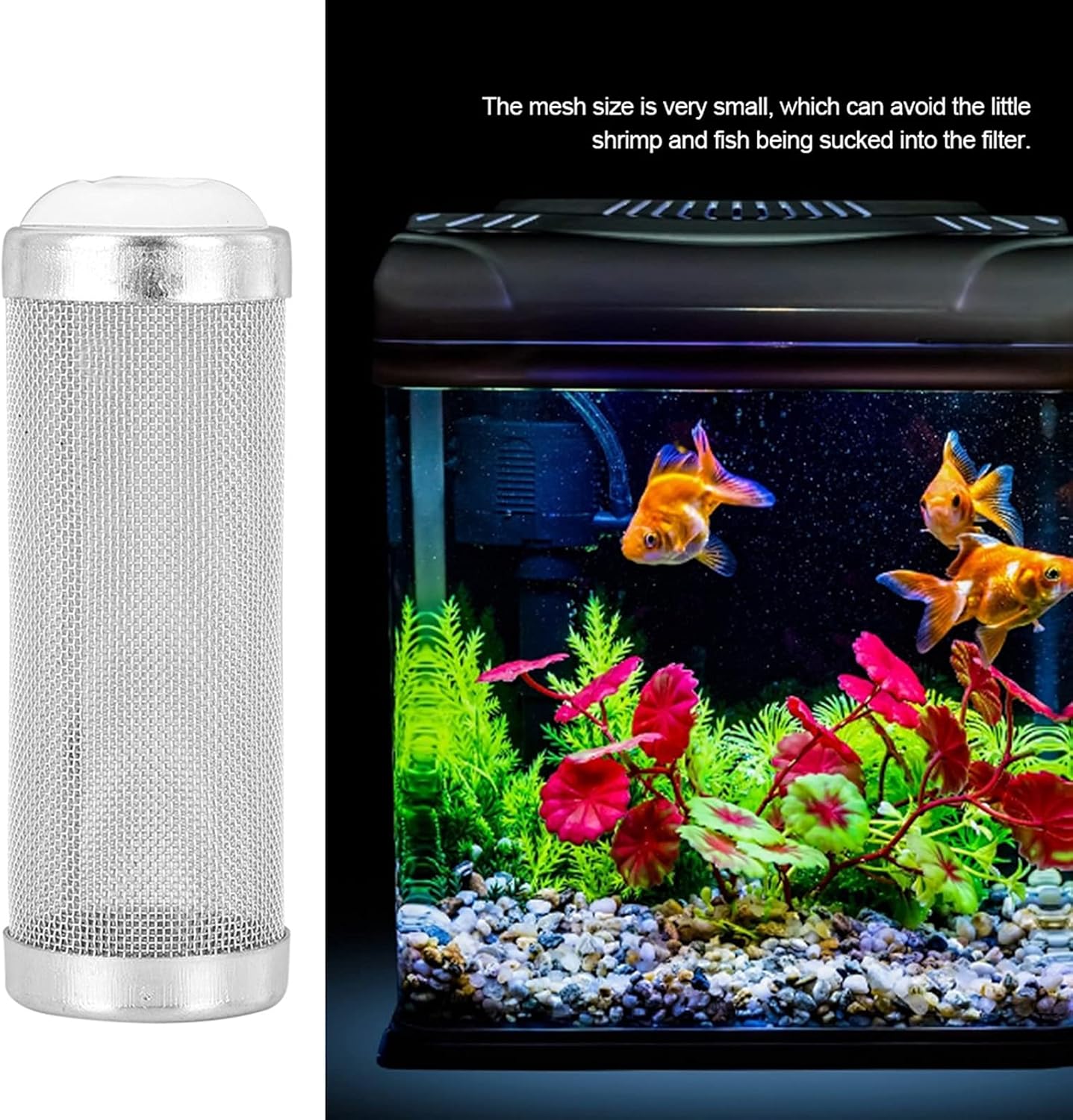 Joyzan Aquarium Filter Inflow Inlet Mesh, Stainless Steel Intake Shrimp Guard Protector Cover Screen Metal Fish Tank Prefilter Tube Strainer Net Protecting Basket Media Accessory 16mm 5Pcs Silver