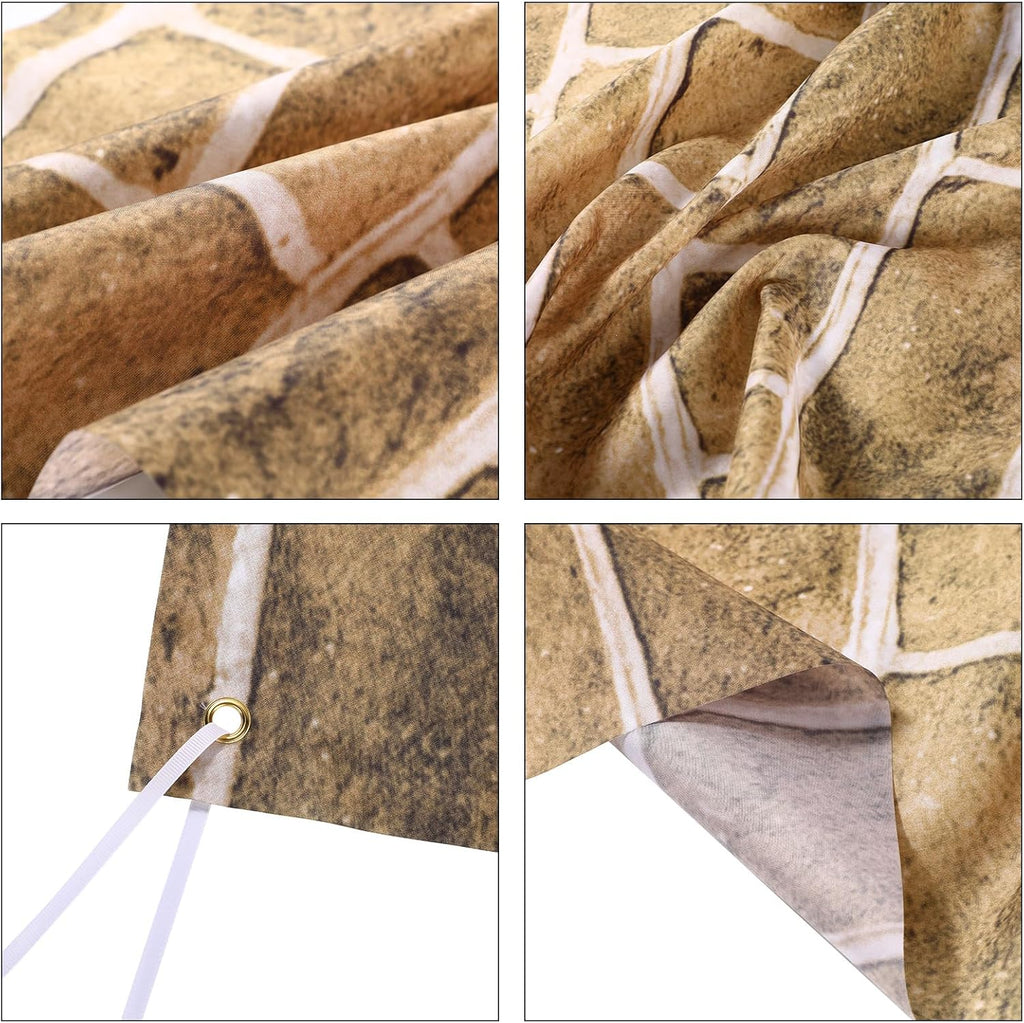 VitalCozy 10 x 8 ft Christmas Brick Wall Backdrop for Photoshoot Polyester Fabric Brick Backdrop Background for Fireplace Home Decoration Newborn Birthday Party (Brown)