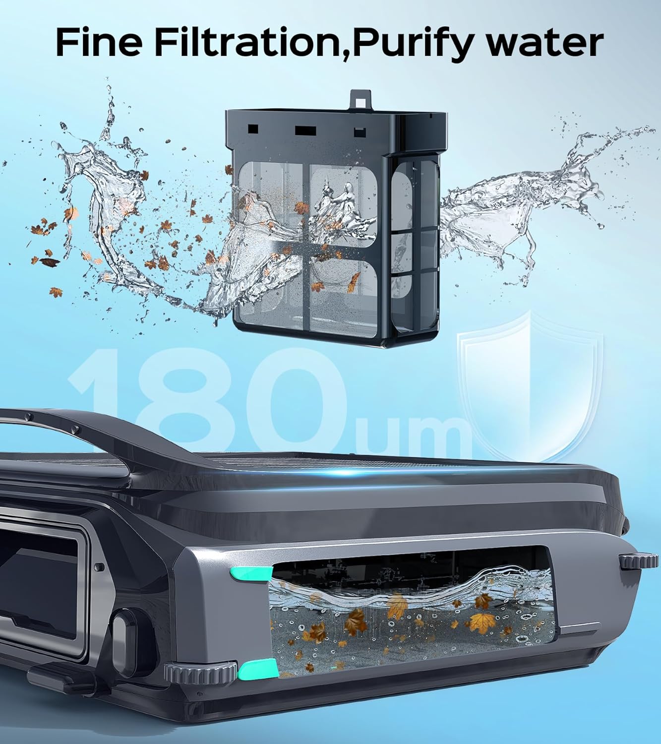 WYBOT F1 Pool Skimmer Robot Cleaner, App Remote Control, Automatic Solar Pool Cleaner, Water Clarification, Obstacle Avoidance, Anti-Stranding, Ideal for All Swimming Pool Types
