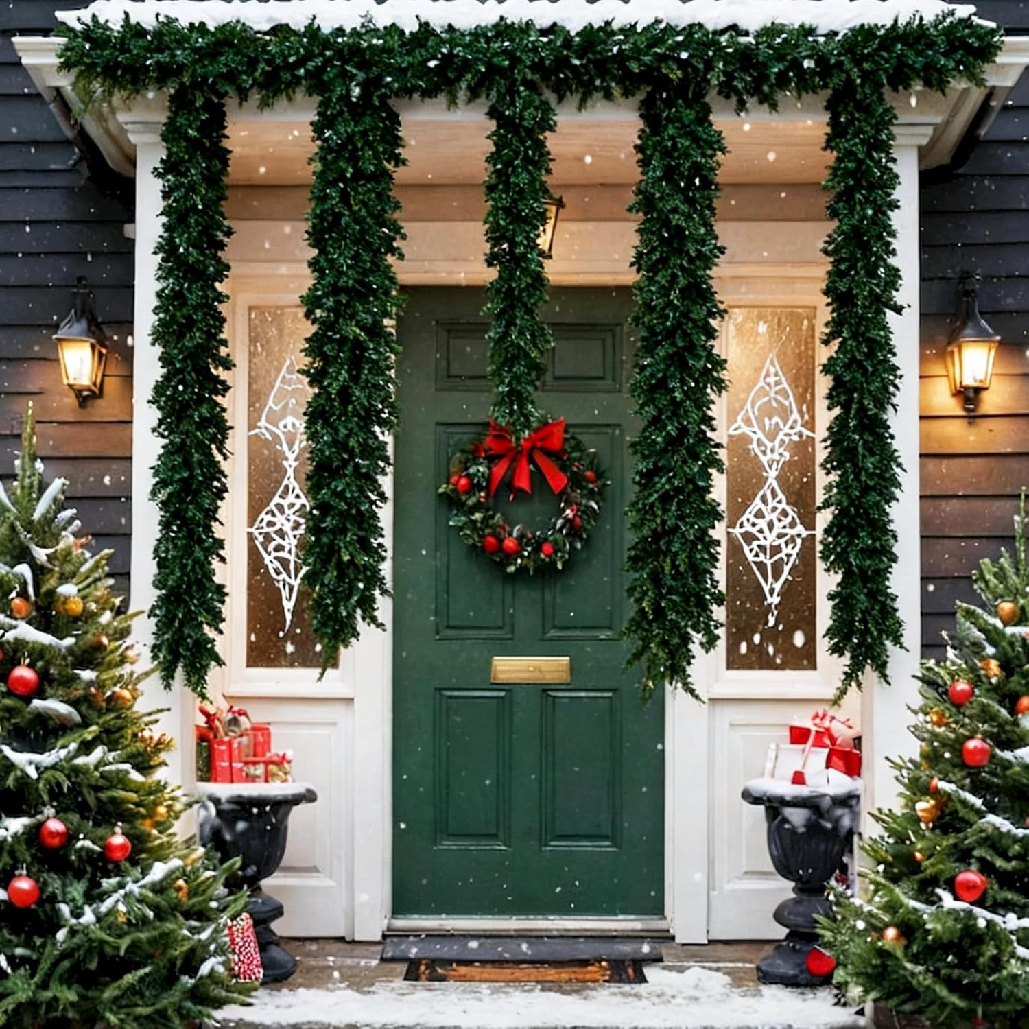 6FT Christmas Garland Decoration, Realistic Artificial Green Faux Cedar Pine Garland Holiday Decor for Outdoor Indoor Green Greenery,Fireplaces Holiday Party Decorations