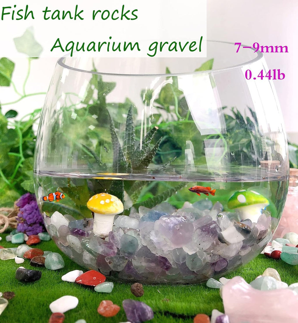 7Chakra Aquarium Gravel Rocks Natural Tumbled Healing Crystal Chips Bulk Gemstones Tumbled Crushed Stones for Fountain Vase Filler Planters Decorative Fish Tank Potted Reiki Energy Balancing 0.44lb