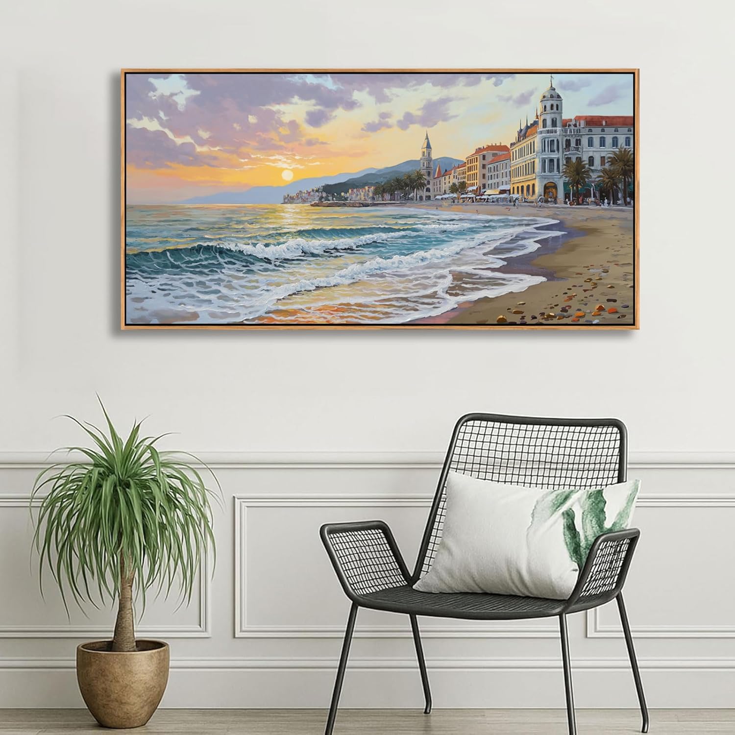 YDYSUNE Beach Wall Art Canvas for Painting Retro Ocean Wall Decor Sunset Coastal Painting Seaside Artwork for Living Room,Bedroom,Office,Dinning Decoration Size 24x48 Inches