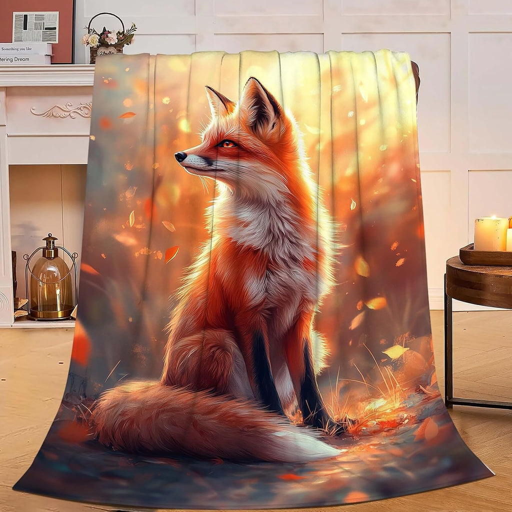 Fox Blanket Orange Fox Throw Blanket Fox Gifts for Girls Women Kids Boys Adults Men Super Soft Cozy Plush Fluffy Fuzzy Fleece Blanket Home Decor 60''X80''