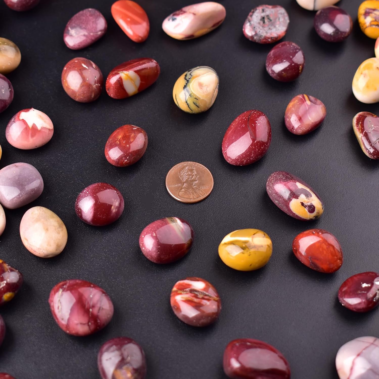 Mookaite Jasper Healing Crystal Stone Set - 24 Pieces, 0.6" Natural & Polished Stones for Healing, Meditation, Reiki, Chakra, Crafting & Decoration