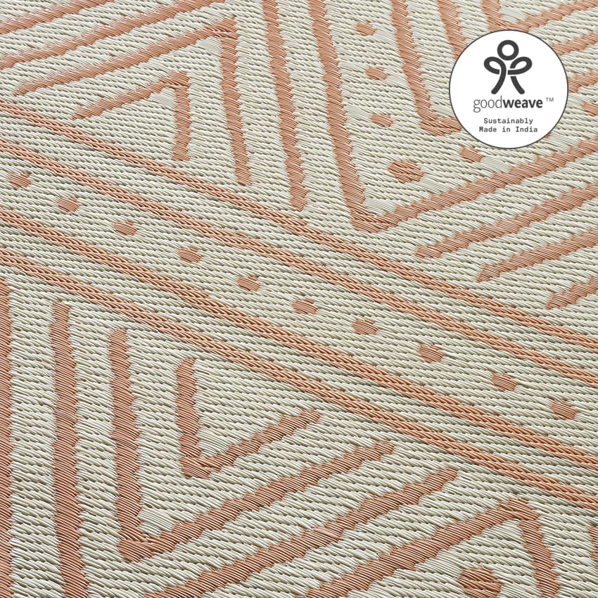 Fab Habitat Chevron Outdoor Rug - Waterproof, Fade Resistant, Crease-Free - Premium Recycled Plastic - Striped - Patio, Porch, Deck, Balcony - Patan - Coral - 5 x 8 ft