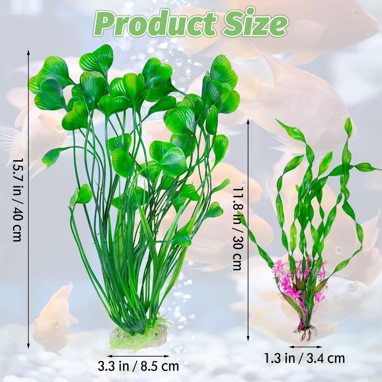 Hamiledyi Artificial Aquarium Plants Fish Tank Decorations, Soft Plastic Green Water Grass for Fish Habitat, Realistic Underwater Décor, Safe for Fish, 2-Pack