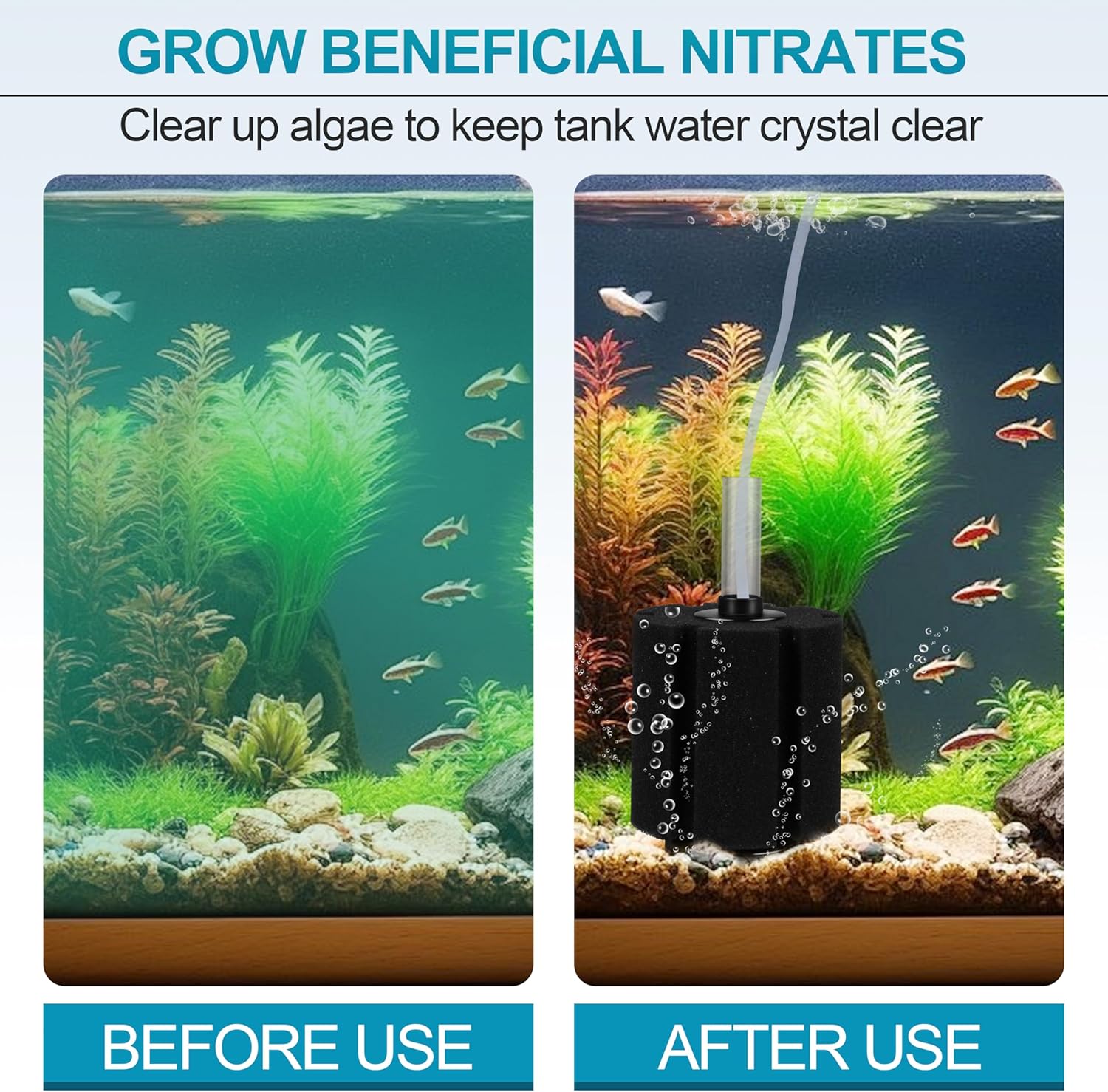 Aquarium Sponge Filter Fish Tank Filters for Fish Tank up to 60 Gallon 3-Pack