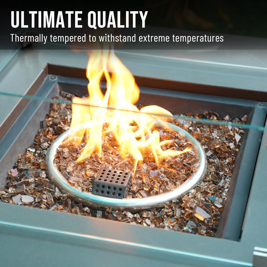 Skyflame High Luster 10-Pound Regular Fire Glass for Fire Pit Fireplace Garden Landscaping Copper 1/4" Size
