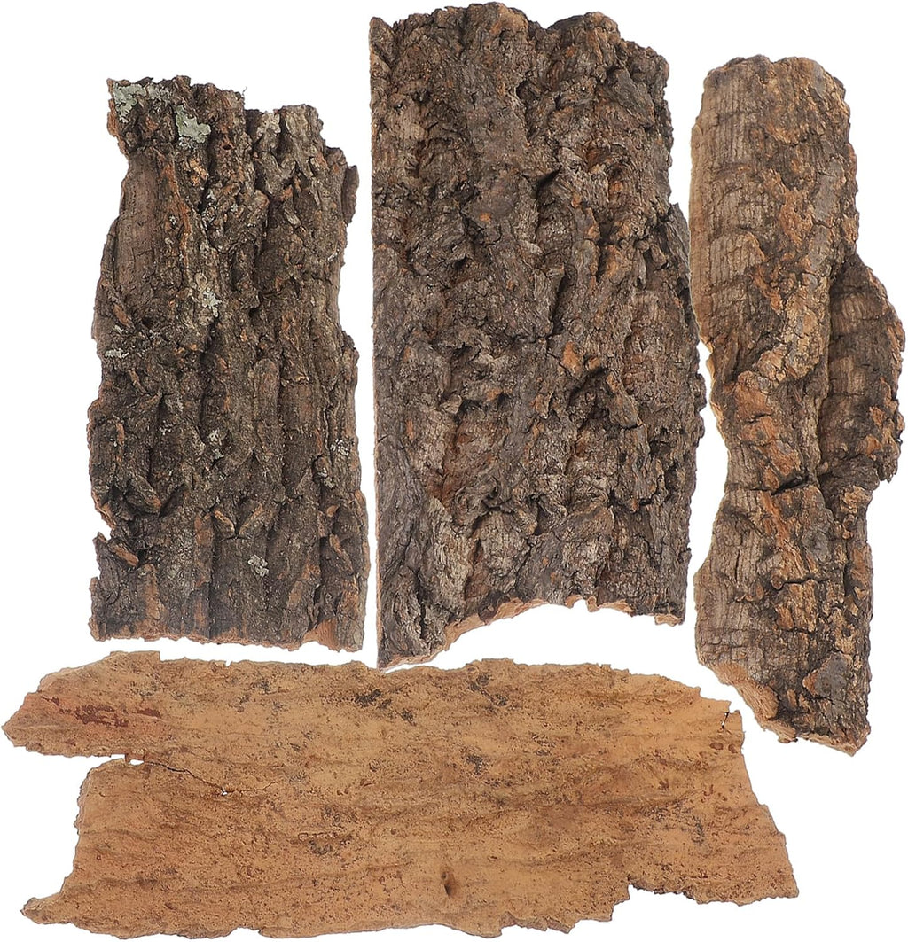 CLISPEED 4pcs Reptile Cork Bark, Natural Cork Bark Terrarium Background, Reptile Climbing Mat Habitat Decoration for Chameleon, Bearded Dragon, Lizard, Turtle, Random Size