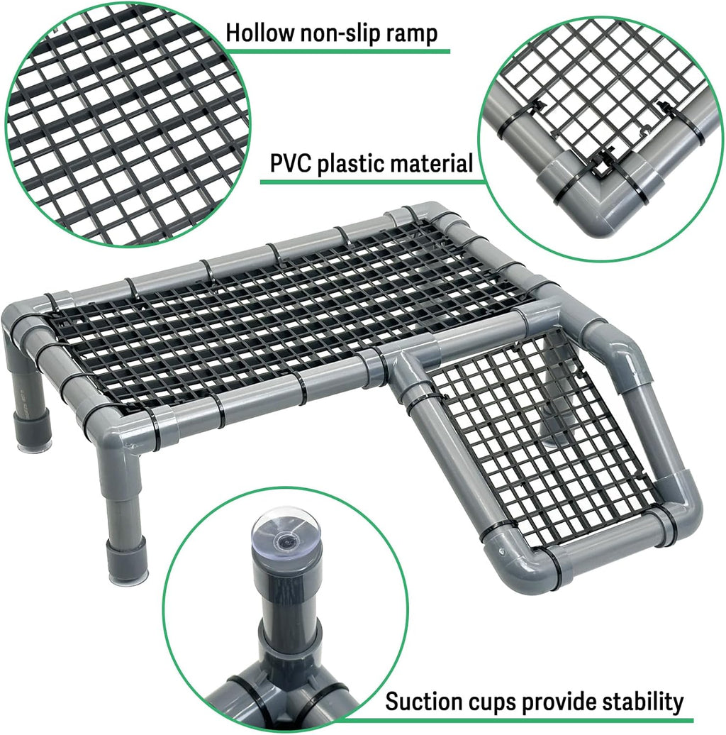 Fhiny Turtle Basking Platform, Plastic Turtle Docks for Basking Reptile Climbing Ramp Tortoise Dock Basking Area for Aquatic Turtles Tortoise Tank Accessories Decor for Lizard Gecko Hermit Crab