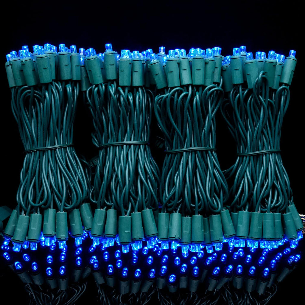 YULETIME 200 Blue Wide Angle LED Christmas Lights, 66 Feet Green Wire UL Certified 5mm Holiday String Light Set (Blue)