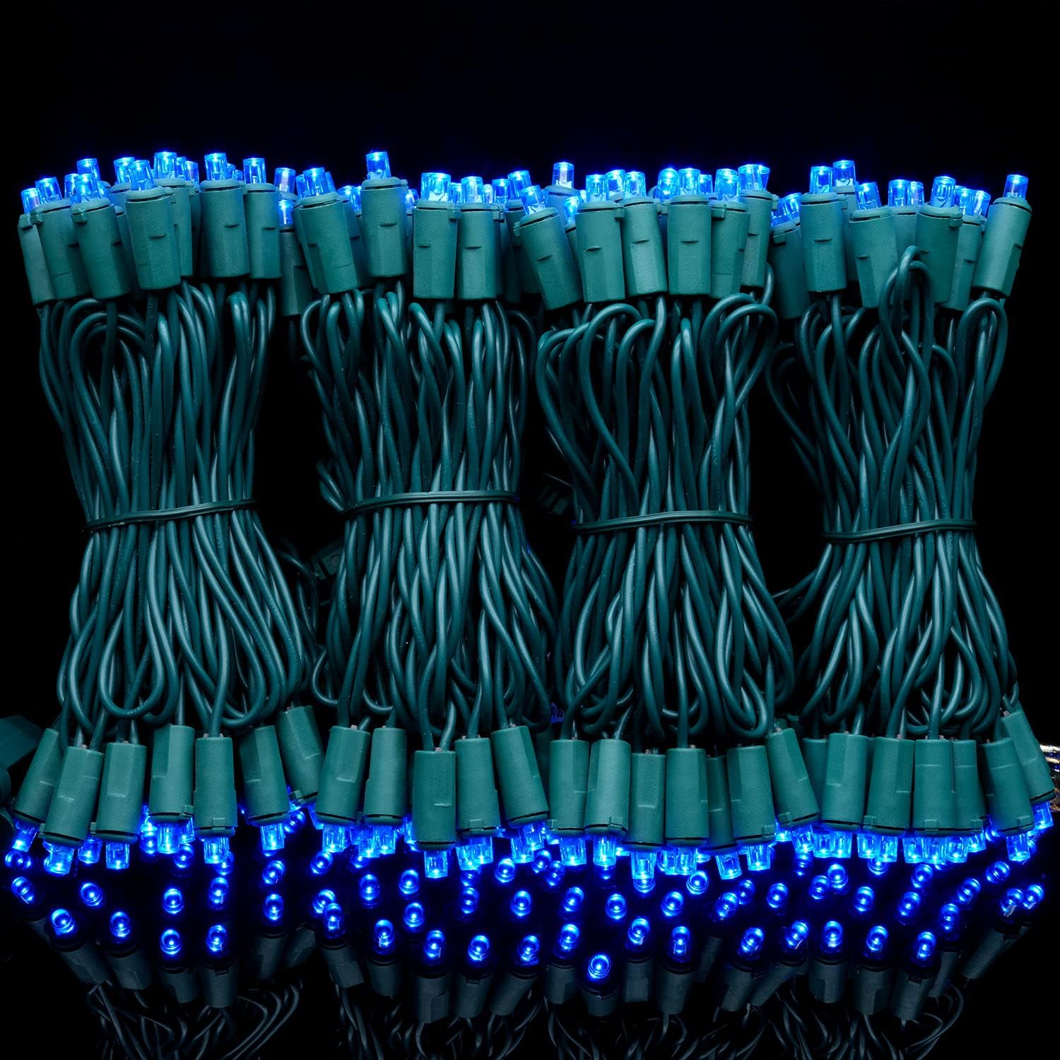YULETIME 200 Blue Wide Angle LED Christmas Lights, 66 Feet Green Wire UL Certified 5mm Holiday String Light Set (Blue)