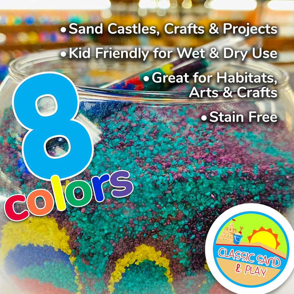 Classic Sand and Play Green Colored Play Sand, 5 lb. Bag, Natural and Non-Toxic, Fun Wet and Dry Indoor and Outdoor, Sandbox, Therapy, and Table Use, Building, Stimulate Sensory Needs