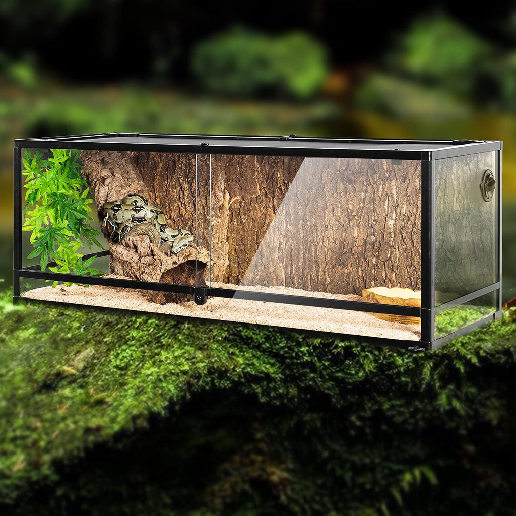 REPTI ZOO 67 Gallon Reptile Large Terrarium Newly Upgraded All Glass 48" x 18" x 18" Double Hinge Door with Top Ventilation Reptile Terrarium(Knock-Down)
