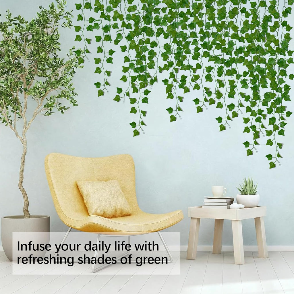 100 Pack 750Ft Artificial Ivy Garland, Hanging Greenery Vines with Fake Leaves for Home, Wall, Bedroom, Wedding, Garden, Party, Easter (750FT 100PCS Vines)