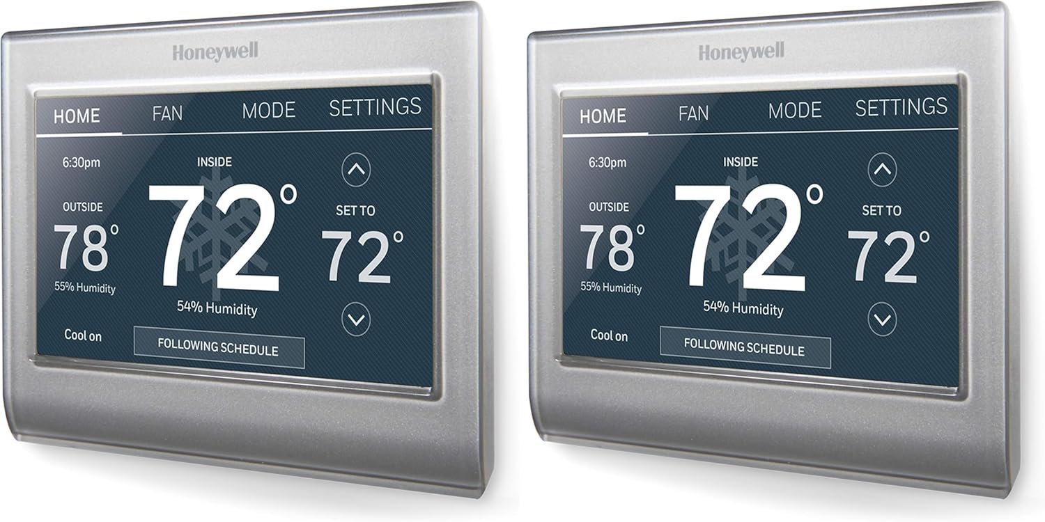 Honeywell Home RTH9585WF1004 Wi-Fi Smart Color Thermostat, 7 Day Programmable, Touch Screen, Energy Star, Alexa Ready, Gray (Pack of 2)