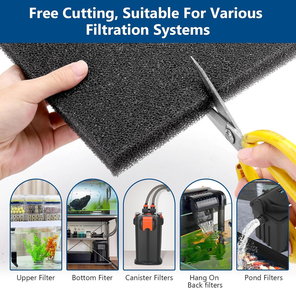 hygger Aquarium Sponge Filter Pad, Filter Media Foam Sponges, Cut-to-Size Open Cell Foam Sheet for Fish Tanks and Ponds, L (1 Pack 15.7 * 15.7 * 1 inch)
