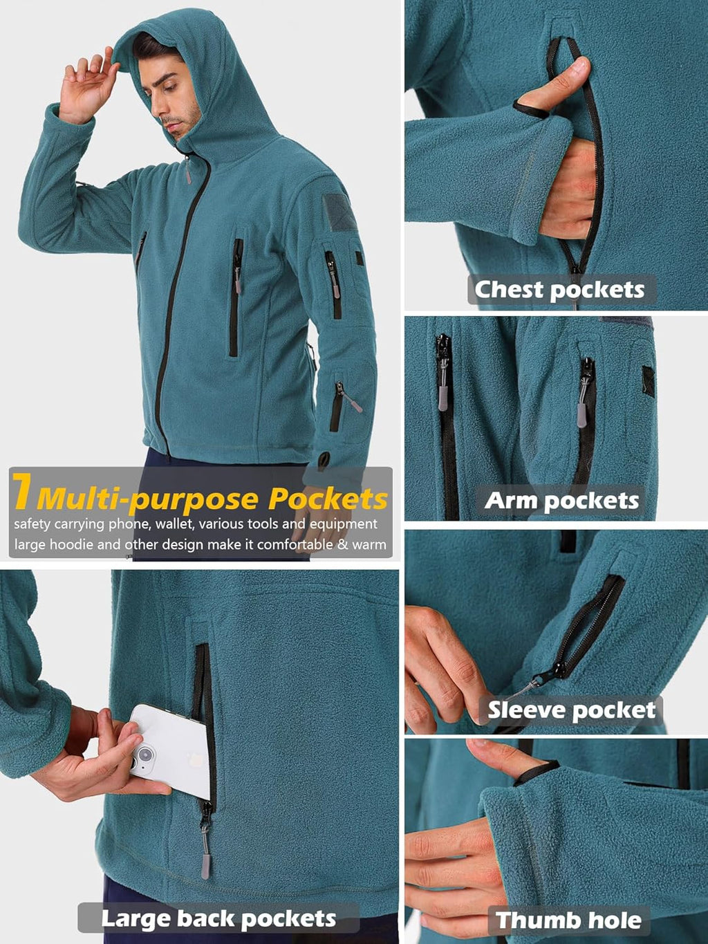 ReFire Gear Men's Warm Military Tactical Sport Fleece Hoodie Jacket